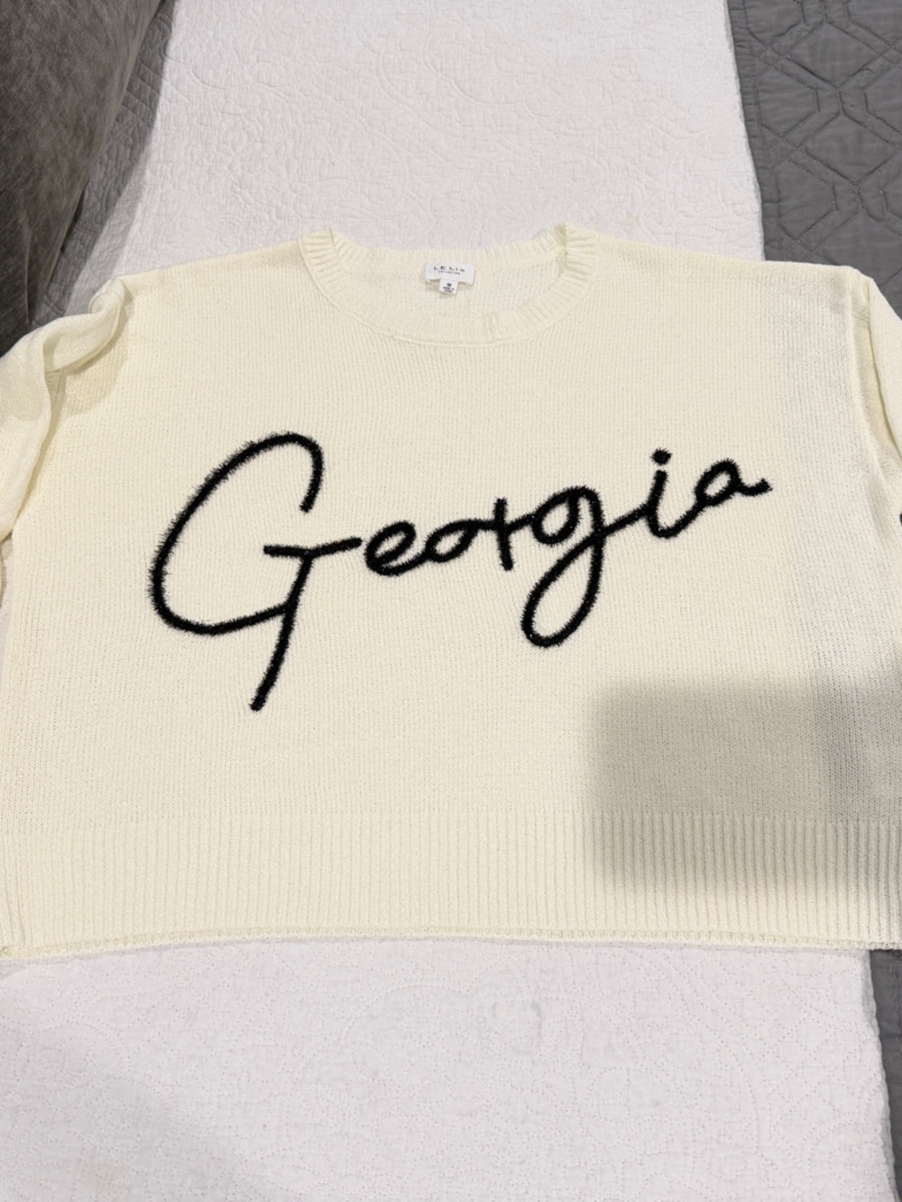 Le Lis Cream Sweater with Black "Georgia" Script